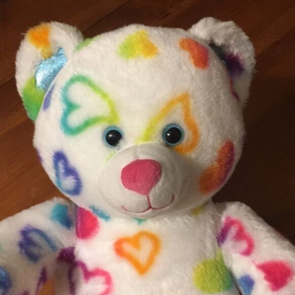 Build a Bear Multicolored Hearts Bear Plush - Picture 3 of 9